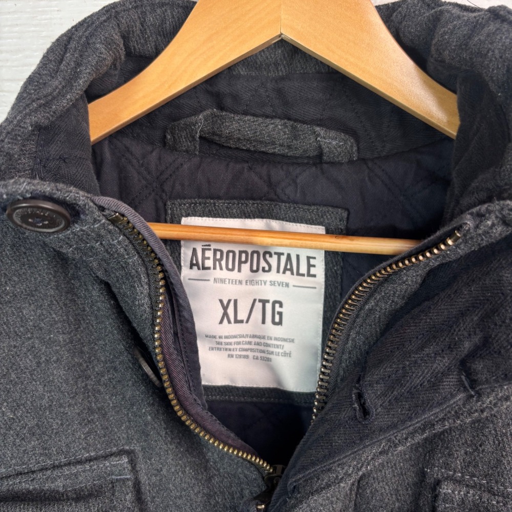 Aeropostale Wool Field Jacket XL Gray Military Utility Y2K - Picture 2 of 5